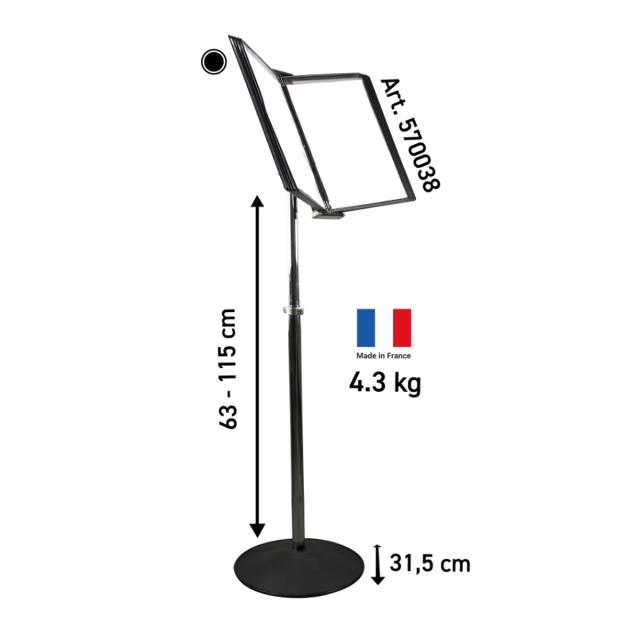 Sistem stand prezentare podea Tarifold, 10 displayuri, A4, negru