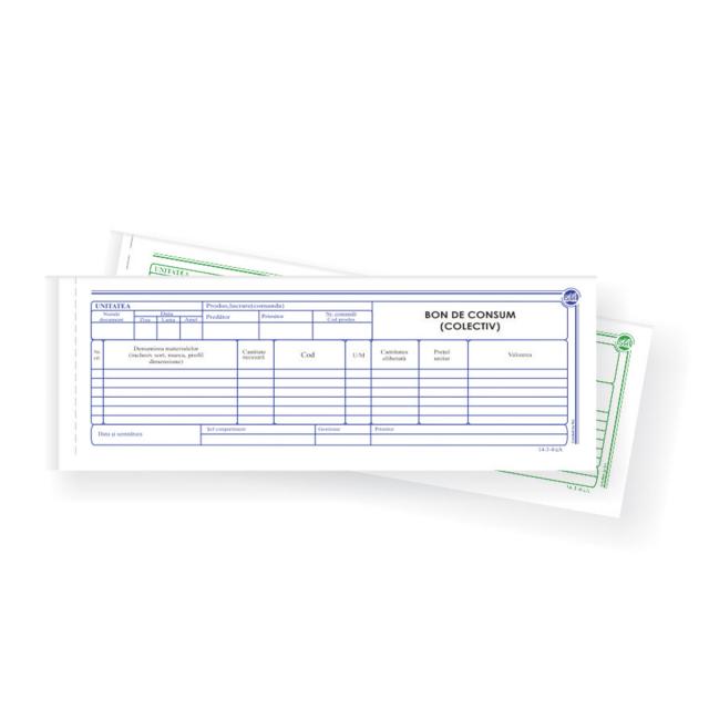 Bon consum colectiv 1/2 A4, 2 exemplare, 50 seturi/carnet