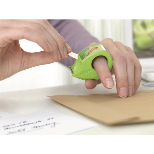 Banda adeziva Tesa Ecologo transparenta, 19 mm x 10 m, cu Mini dispenser