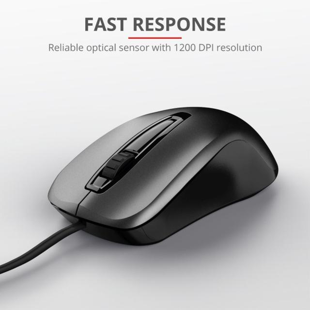 Mouse optic usb Trust Carve negru, office, rezistent, ergonomic