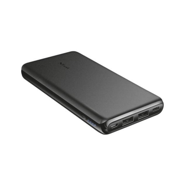Baterie externa slim Trust Esla 10.000 mAh, negra, usor de transportat