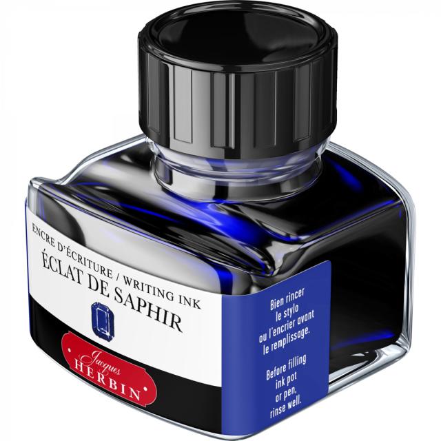 Calimara cerneala, Herbin, Jacques Herbin Writing The Pearl of Inks Eclat de Saphir, 30 ml, albastru vibrant, pentru stilou.