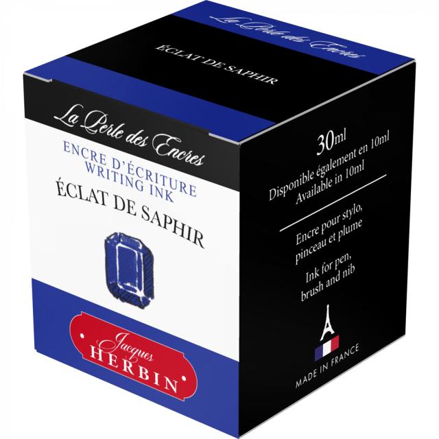 Calimara cerneala, Herbin, Jacques Herbin Writing The Pearl of Inks Eclat de Saphir, 30 ml, albastru vibrant, pentru stilou.