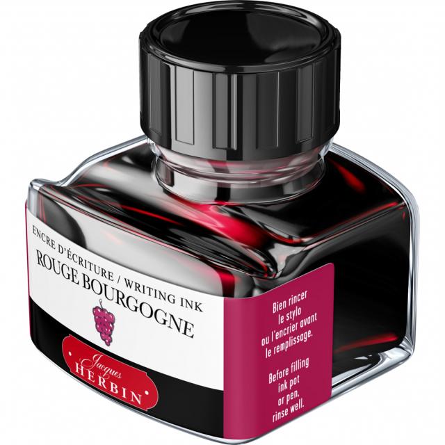 Calimara cerneala stilou, Herbin, Jacques Herbin Writing The Pearl of Inks Rouge Bourgogne, 30 ml, rosu inchis
