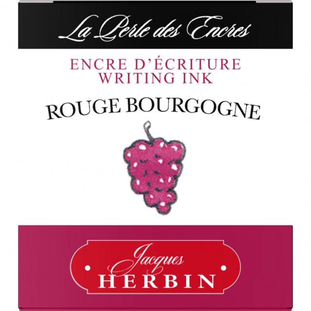 Calimara cerneala stilou, Herbin, Jacques Herbin Writing The Pearl of Inks Rouge Bourgogne, 30 ml, rosu inchis