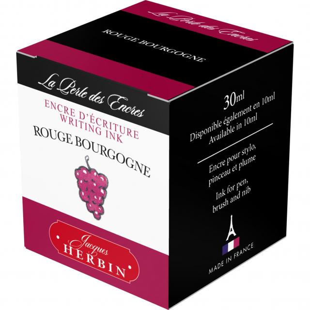 Calimara cerneala stilou, Herbin, Jacques Herbin Writing The Pearl of Inks Rouge Bourgogne, 30 ml, rosu inchis