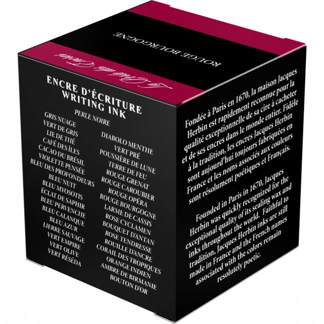 Calimara cerneala stilou, Herbin, Jacques Herbin Writing The Pearl of Inks Rouge Bourgogne, 30 ml, rosu inchis