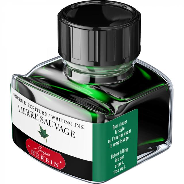 Calimara cerneala stilou, Herbin, Lierre Sauvage, 30 ml, verde intens, ideala pentru scriere fina