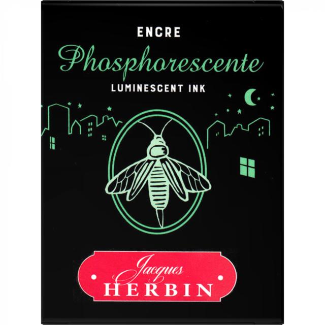 Calimara cerneala, Herbin, 30 ml Jacques Herbin Fine Arts Pigmented Phosphorescente, fosforescenta, vizibila in intuneric, pentru stilou sau toc