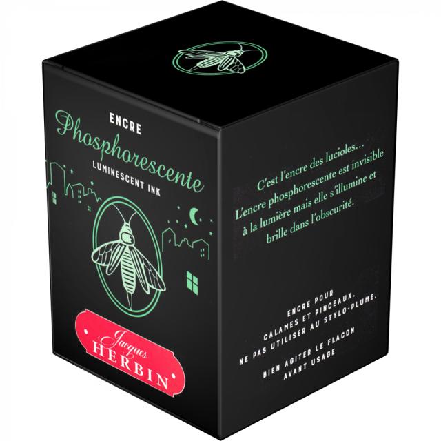Calimara cerneala, Herbin, 30 ml Jacques Herbin Fine Arts Pigmented Phosphorescente, fosforescenta, vizibila in intuneric, pentru stilou sau toc