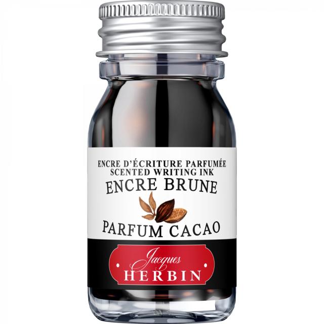 Calimara cerneala parfumata, Herbin, Jacques Herbin Writing Scented Brown, sepia-brun, parfum cacao, 10 ml