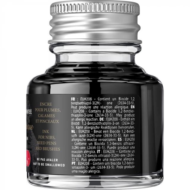 Cerneala notariala, Herbin, Jacques Herbin Fine Arts Pigmented Authentique Noir, 30 ml, negru intens, cu tanin din lemn de secada