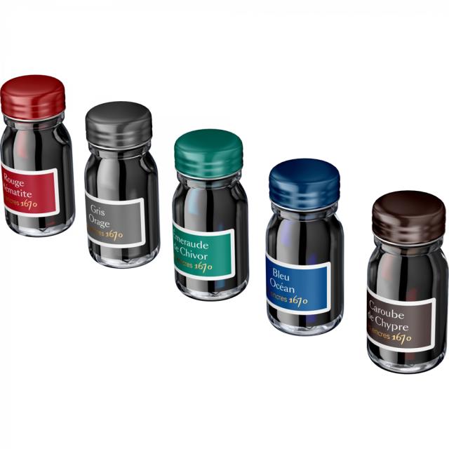 Set cerneala, Herbin, 5 Calimara 10 ml, Prestige 1670 Collection, editie de lux, cerneala de calitate superioara