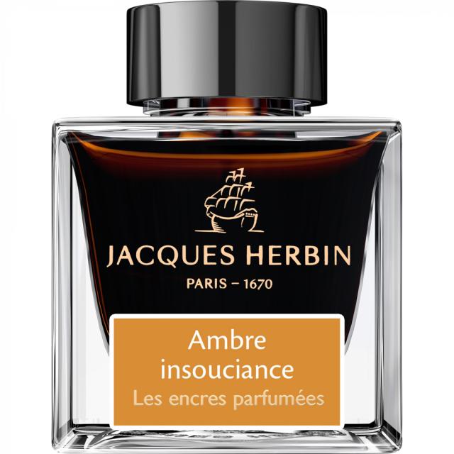 Cerneala parfumata, Herbin, Jacques Herbin Prestige Ambre Insouciane, 50 ml, galben, aroma unica