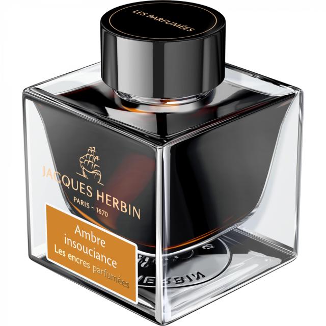 Cerneala parfumata, Herbin, Jacques Herbin Prestige Ambre Insouciane, 50 ml, galben, aroma unica