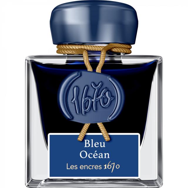 Calimara cerneala, Herbin, Prestige 1670 Bleu Ocean, 50 ml, albastru intens, editie speciala