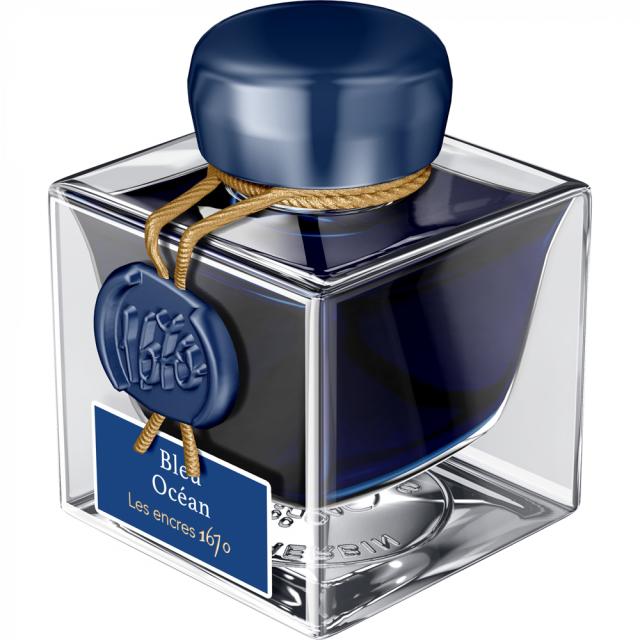 Calimara cerneala, Herbin, Prestige 1670 Bleu Ocean, 50 ml, albastru intens, editie speciala