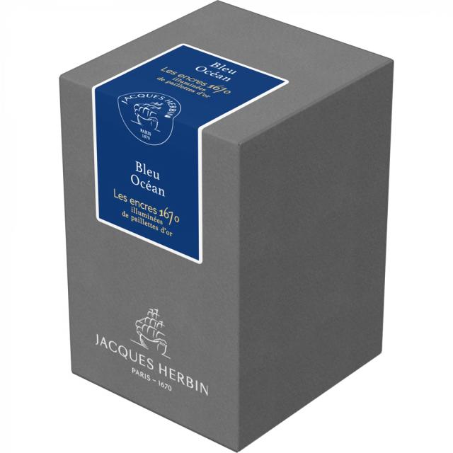 Calimara cerneala, Herbin, Prestige 1670 Bleu Ocean, 50 ml, albastru intens, editie speciala