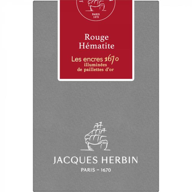 Calimara cerneala, Herbin, Prestige 1670 Rouge Hematite, 50 ml, rosu intens, editie speciala