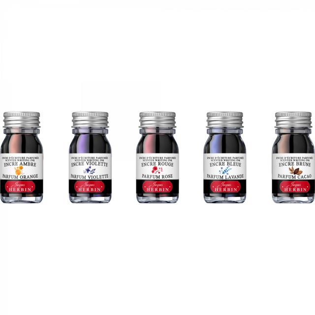 Set calimara, Herbin, 5 bucati, 10 ml, cerneala parfumata, Jacques Herbin Writing Scented