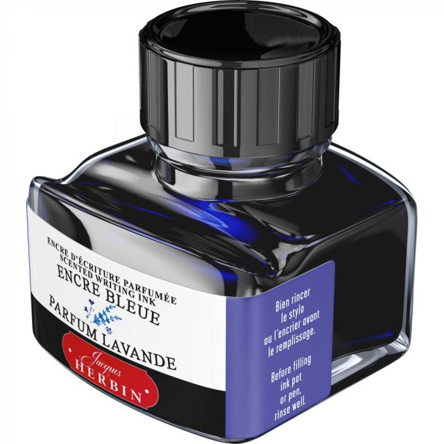 Calimara cerneala parfumata, Herbin, Jacques Herbin Writing Scented Blue, parfum lavanda, capacitate 30 ml, culoare albastra