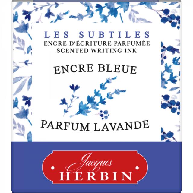Calimara cerneala parfumata, Herbin, Jacques Herbin Writing Scented Blue, parfum lavanda, capacitate 30 ml, culoare albastra