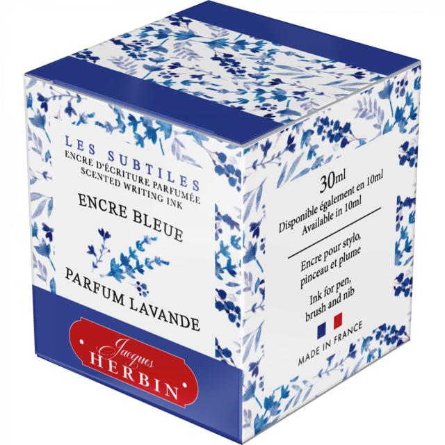 Calimara cerneala parfumata, Herbin, Jacques Herbin Writing Scented Blue, parfum lavanda, capacitate 30 ml, culoare albastra