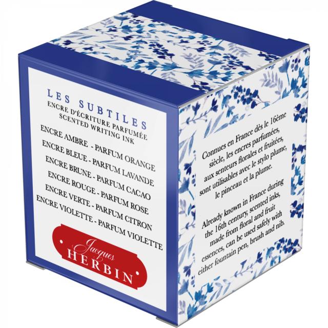 Calimara cerneala parfumata, Herbin, Jacques Herbin Writing Scented Blue, parfum lavanda, capacitate 30 ml, culoare albastra