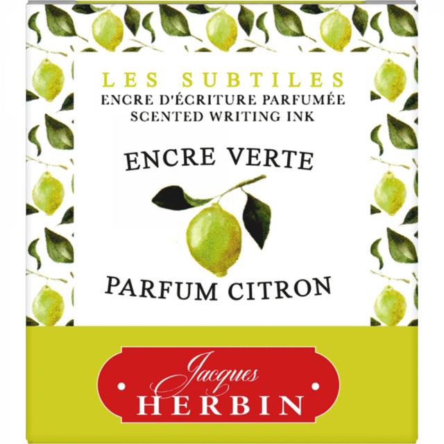 Calimara cerneala parfumata, Herbin, Jacques Herbin Writing Scented Green, verde lamaie, 30 ml