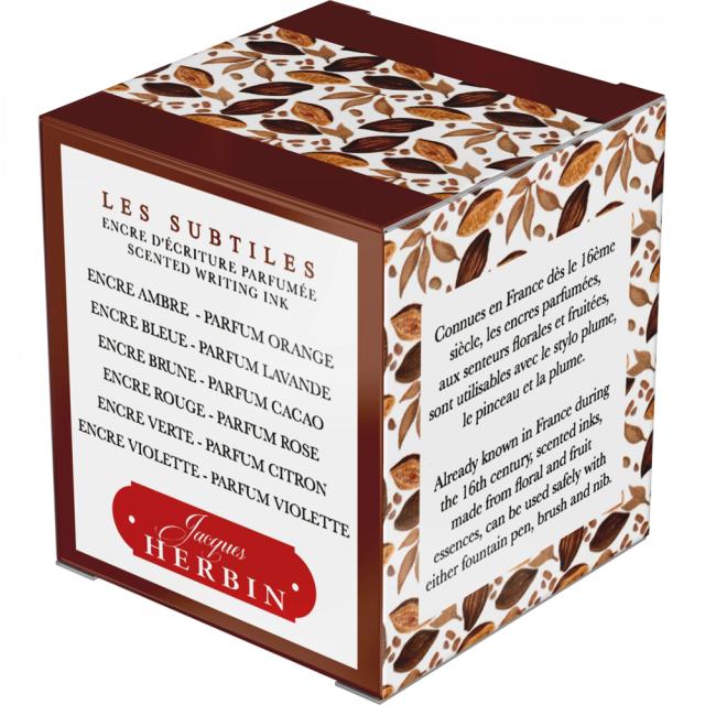 Calimara cerneala, Herbin, Jacques Herbin Writing Scented Brown, parfum cacao, 30 ml, sepia-brun