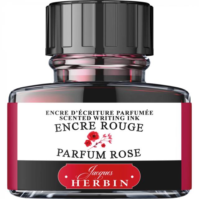 Cerneala parfumata, Herbin, Jacques Herbin Writing Scented Red, aroma de trandafiri, capacitate 30 ml, culoare rosie