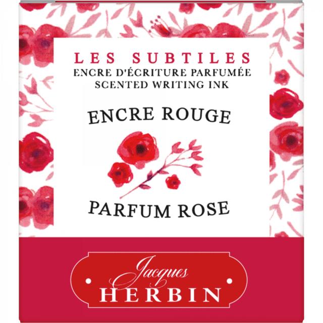 Cerneala parfumata, Herbin, Jacques Herbin Writing Scented Red, aroma de trandafiri, capacitate 30 ml, culoare rosie