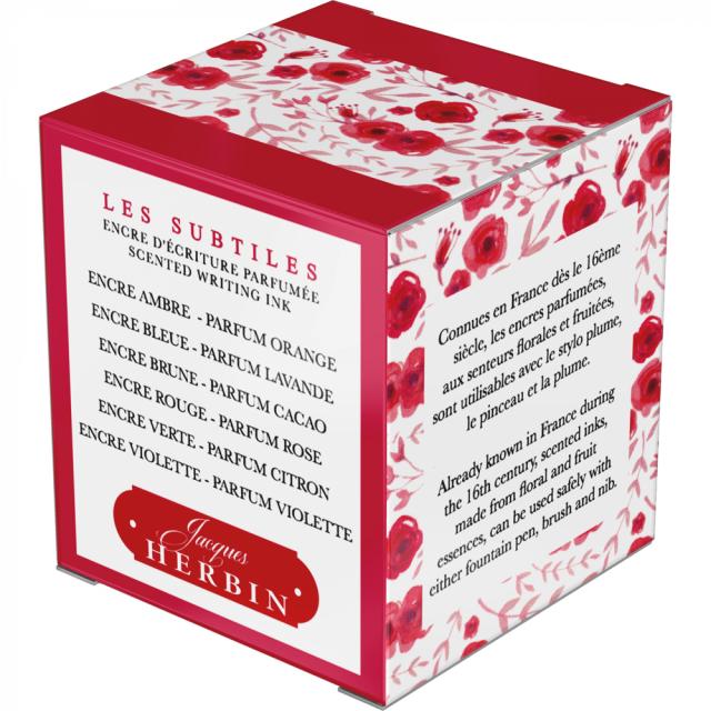 Cerneala parfumata, Herbin, Jacques Herbin Writing Scented Red, aroma de trandafiri, capacitate 30 ml, culoare rosie