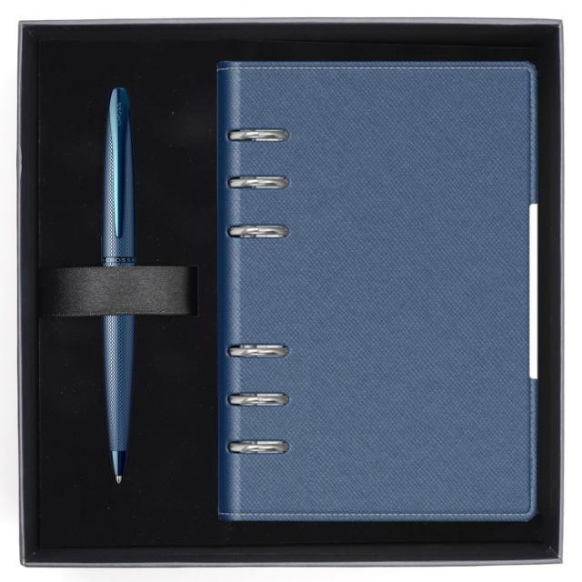 Set pix Cross ATX Brushed Blue organizer B6 asortat, in caseta de cadou