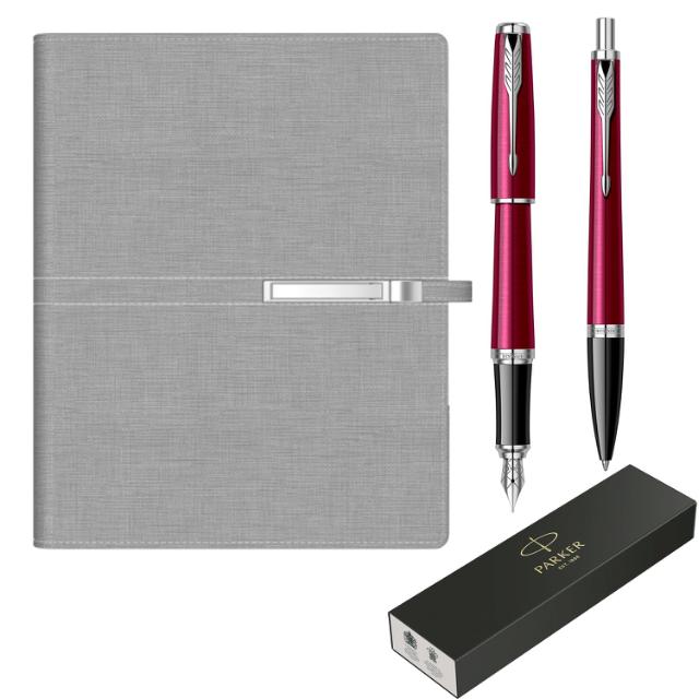 Set stilou si pix Parker Urban Royal Magenta, organizer A5 cu catarma asortat