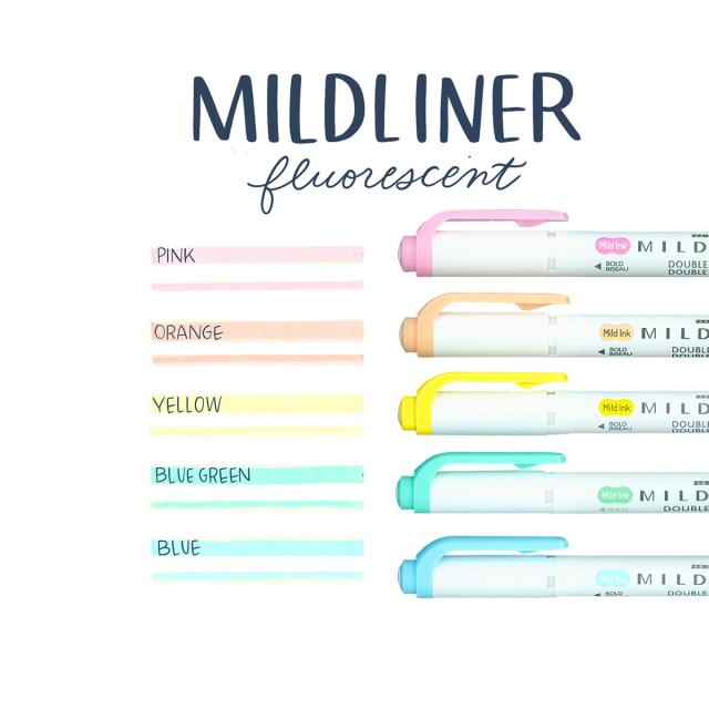 Textmarker cu doua capete Zebra, Mildliner, albastru