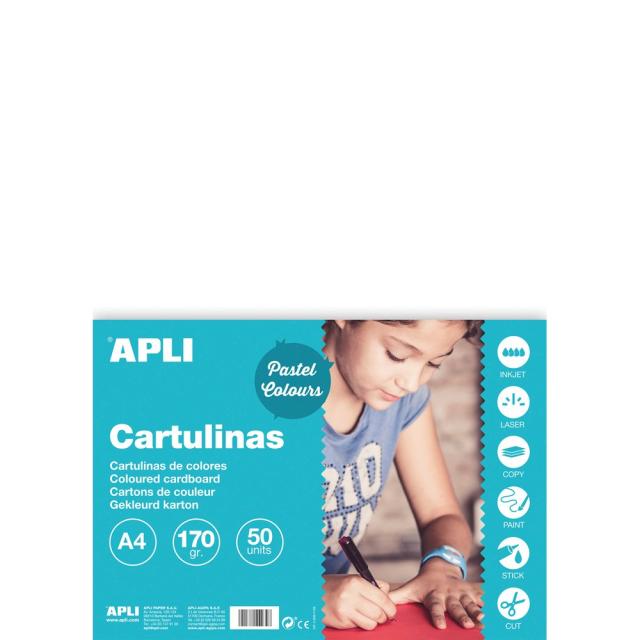 Carton color, Apli, A4, 170 g, 50 coli/top, alb