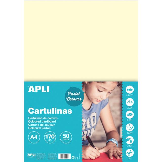 Carton color, Apli, A4, 170 g, 50 coli/top, ivory