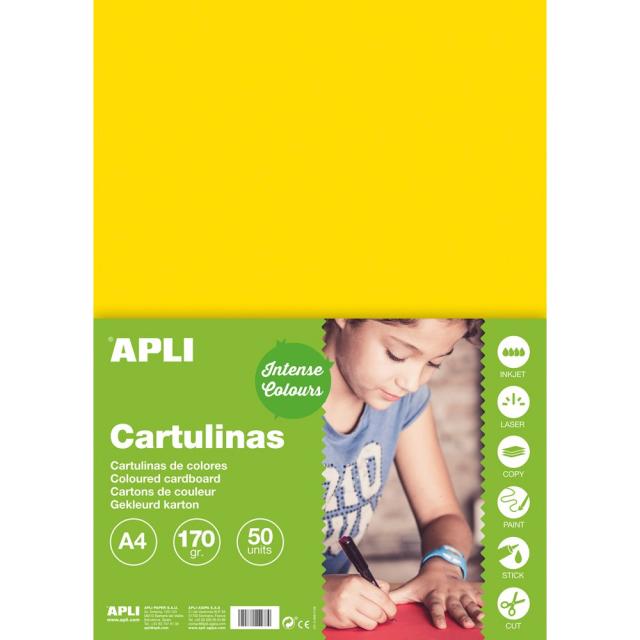 Carton color, Apli, A4, 170 g, 50 coli/top, galben