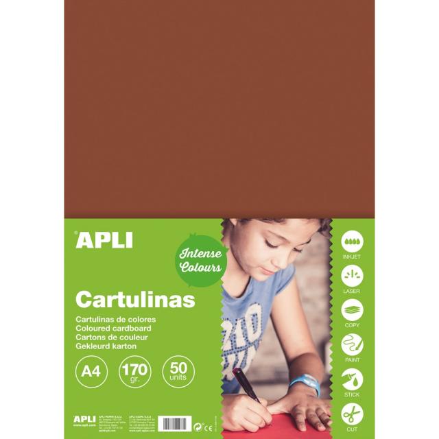 Carton color, Apli, A4, 170 g, 50 coli/top, maro