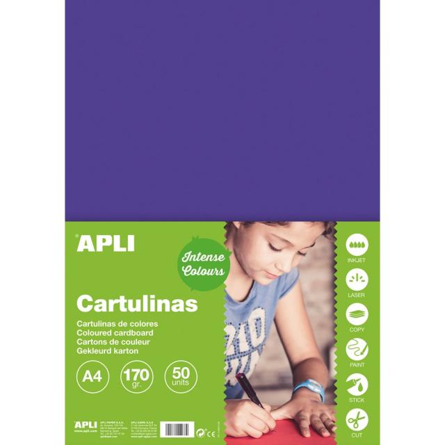 Carton color, Apli, A4, 170 g, 50 coli/top, mov