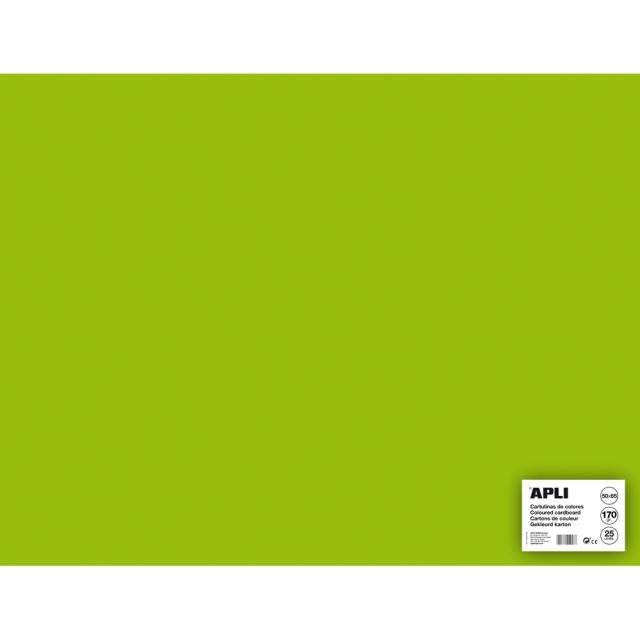 Carton color, Apli, 50x65, 170 g, 25 coli/top, verde fluorescent