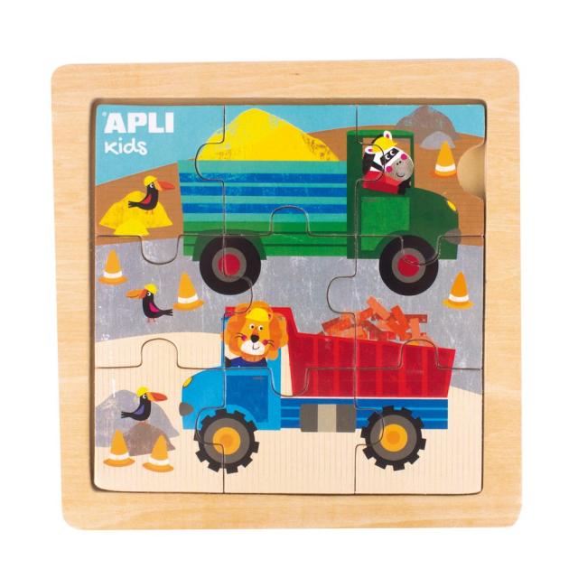 Puzzle Transport, Apli, lemn, 15x15 cm