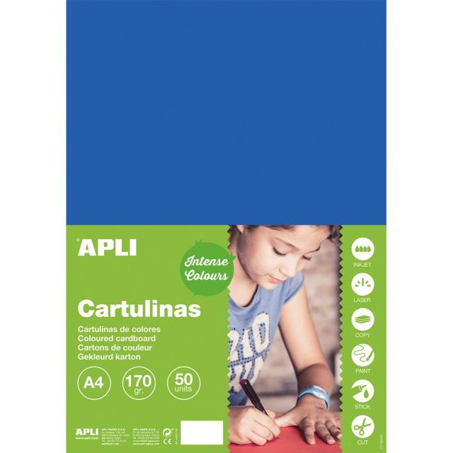 Carton color, Apli, A4, 170 g, 50 coli/top, bleu