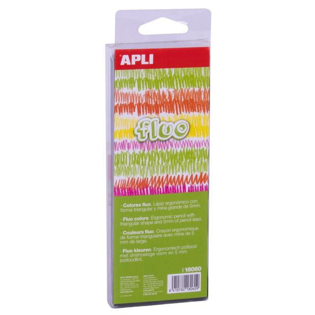 Set 6 creioane colorate Apli Jumbo Fluo