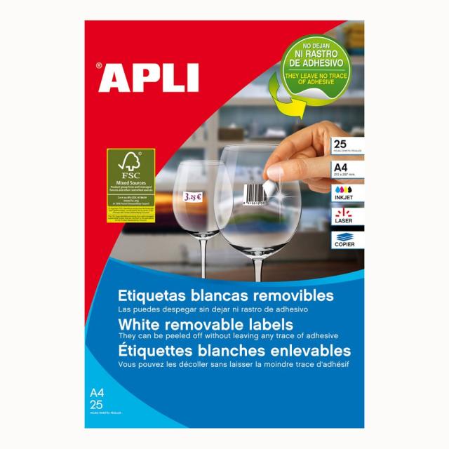 Etichete albe repozitionabile Apli, 35.6 x 16.9 mm, 25 coli/top