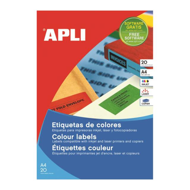 Etichete autoadezive Apli, A4, color, 70x37 mm, albastru, 480 etichete