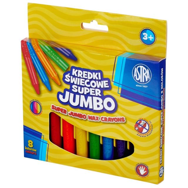 Creioane triunghiulare, Astra, jumbo, 8 culori