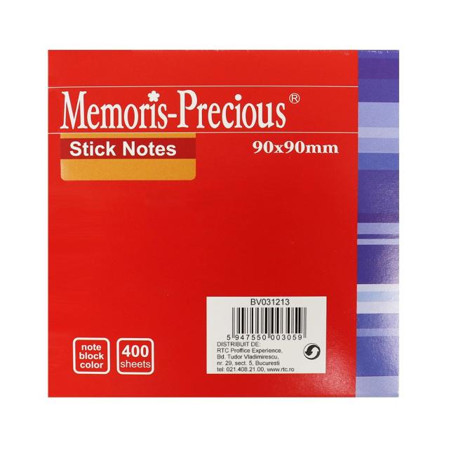 Notite adezive, Memoris Precious, 90 x 90 mm, multicolor, 400 file/set
