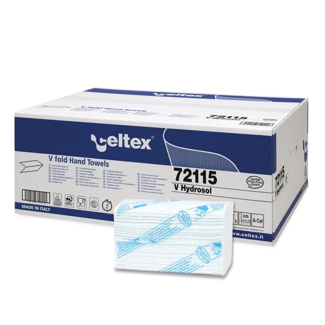 Rezerva prosoape pliate, Celtex, Hydrosol-V, 3 straturi, alb, 200 buc/pachet, 15 pachete/cutie